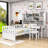 Twin Wood Platform Bed with Bookshelf, Chair, Desk and Drawer-1162048182