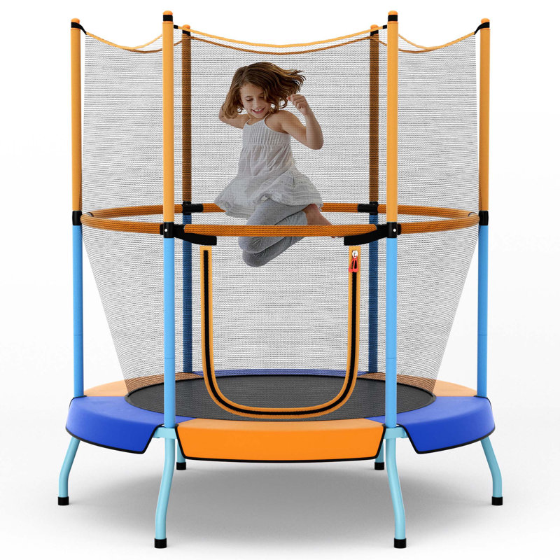 Costway Round Kid / Toddler Trampoline, Blue/Orange
