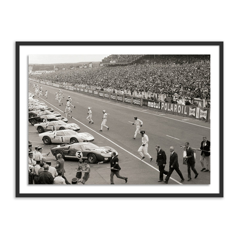 Start Of The Le Mans Race Print by Getty Images, Black Maple Framed, 30" H x 40" W