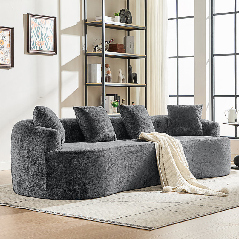 Upholstered Sofa, 110.05" W, Chenille gris