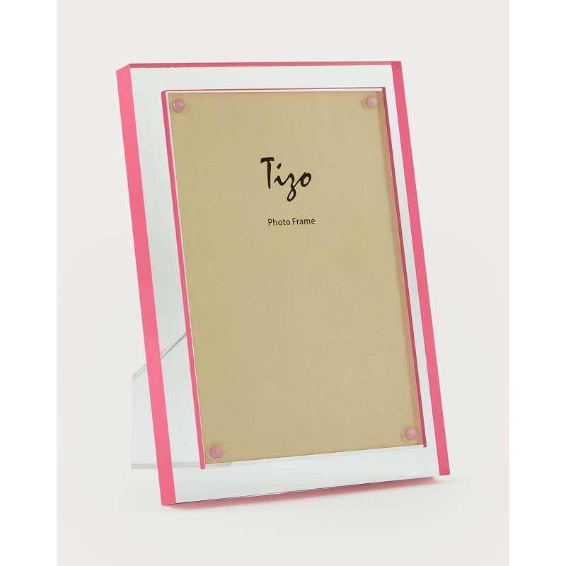 Lucitwe Frame W/Turq. Dbl. Border 5X7, 4" W x 6" H, Pink