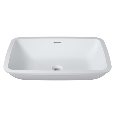 Badeloft 23.6" x 16.4" Rectangular Stone Resin Undermount Bathroom Sink UB-01-G in Glossy White