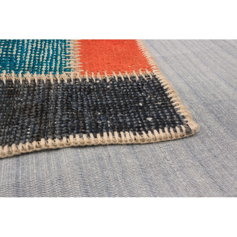 Tapis de zone en laine foncé/orange 4 pi 7 po x 6 pi 11 po à la main one-of-kind-noué la 2010 kosak Romig