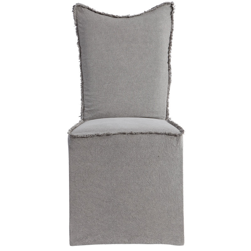 Linen Upholstered Parsons Chair in Gray