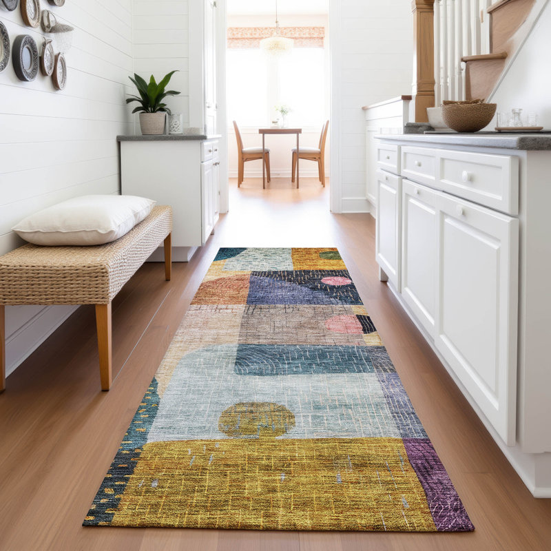 Premium Machine Washable Dilorenzo AMF1117 Geometric Rug, Runner 2'3" x 7'6"