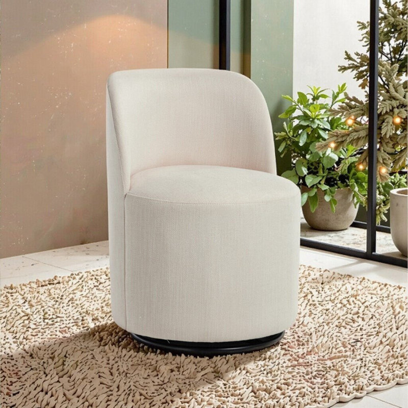 Fauteuil demi-tonneau 1PC avec 360? Pivotant pour la cuisine et la salle à manger, Beige