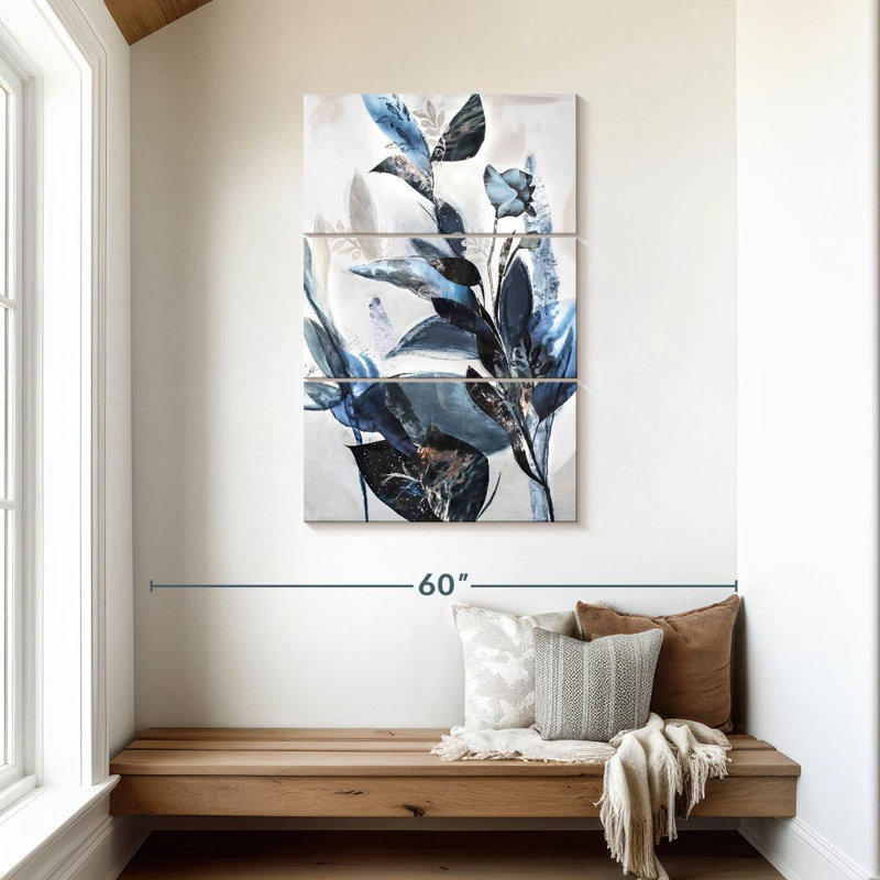 Harnek feuilles bleues, H 45 po x l 28 po