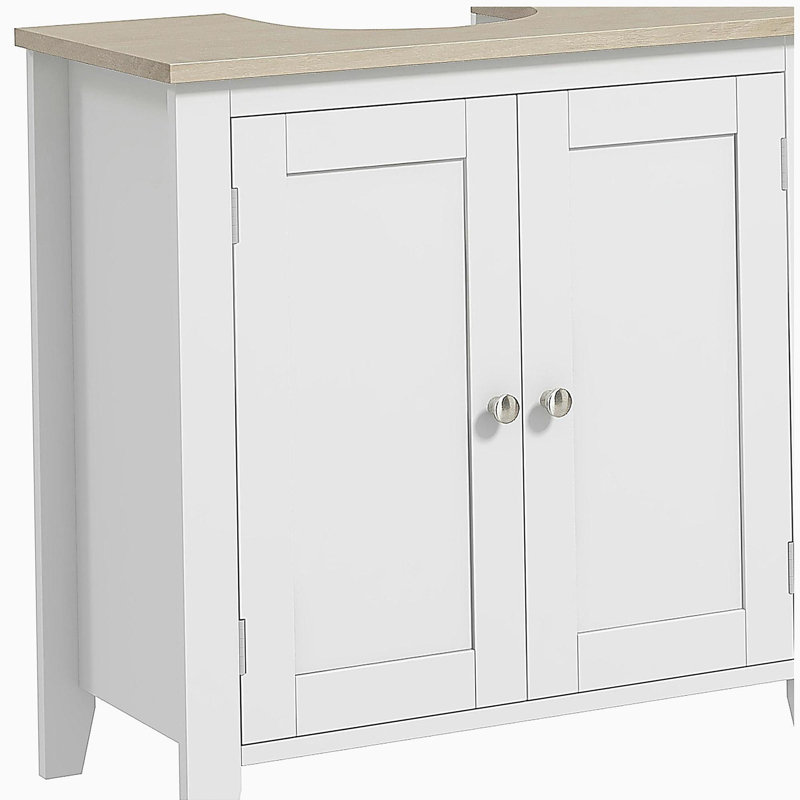 Base de lavabo, armoire de rangement sous l'armoire, commode de salle de bain blanche en forme de U avec tablettes internes réglables