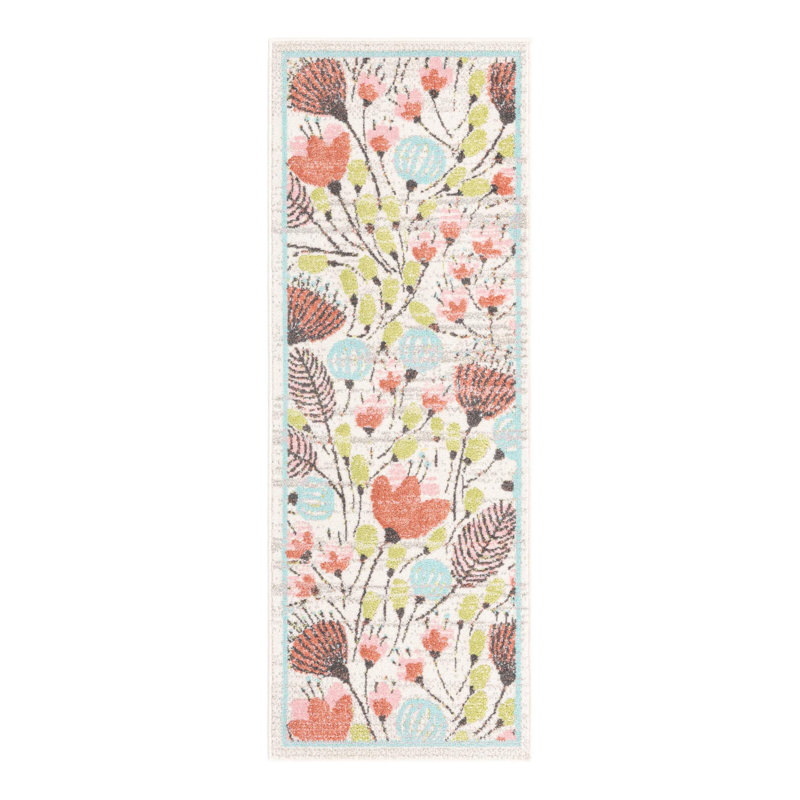 Whimsy Kids Floral Polypropylene Plastic Rug, Runner 2'2" x 6'