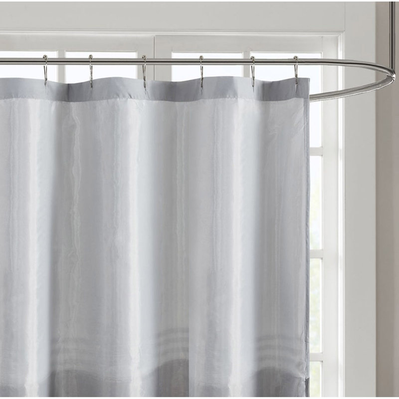 Printed And Embroidered Shower Curtain, Grey