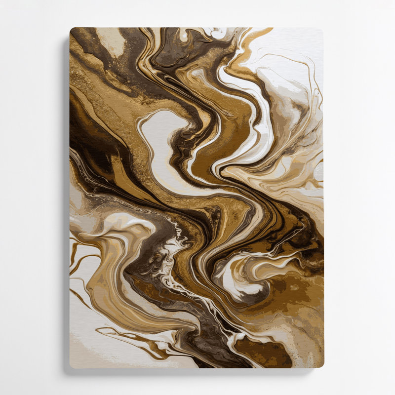 Art abstrait abstrait en métal brun 96, H 12 po x l 18 po