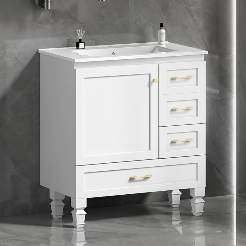 Meuble-lavabo de salle de bain avec portes et tiroirs à fermeture en douceur, beaucoup de rangement pour les salles de bain modernes