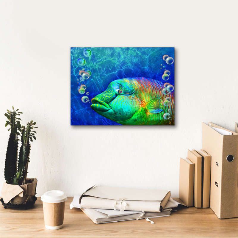 «Highland Dunes», art mural sur toile «Parrot Fish» par Carol Cavalaris, H 12 po x l 16 po x P 0,75 po