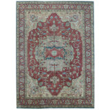 Wool Oriental Area Rug in Rust/Yellow/Beige