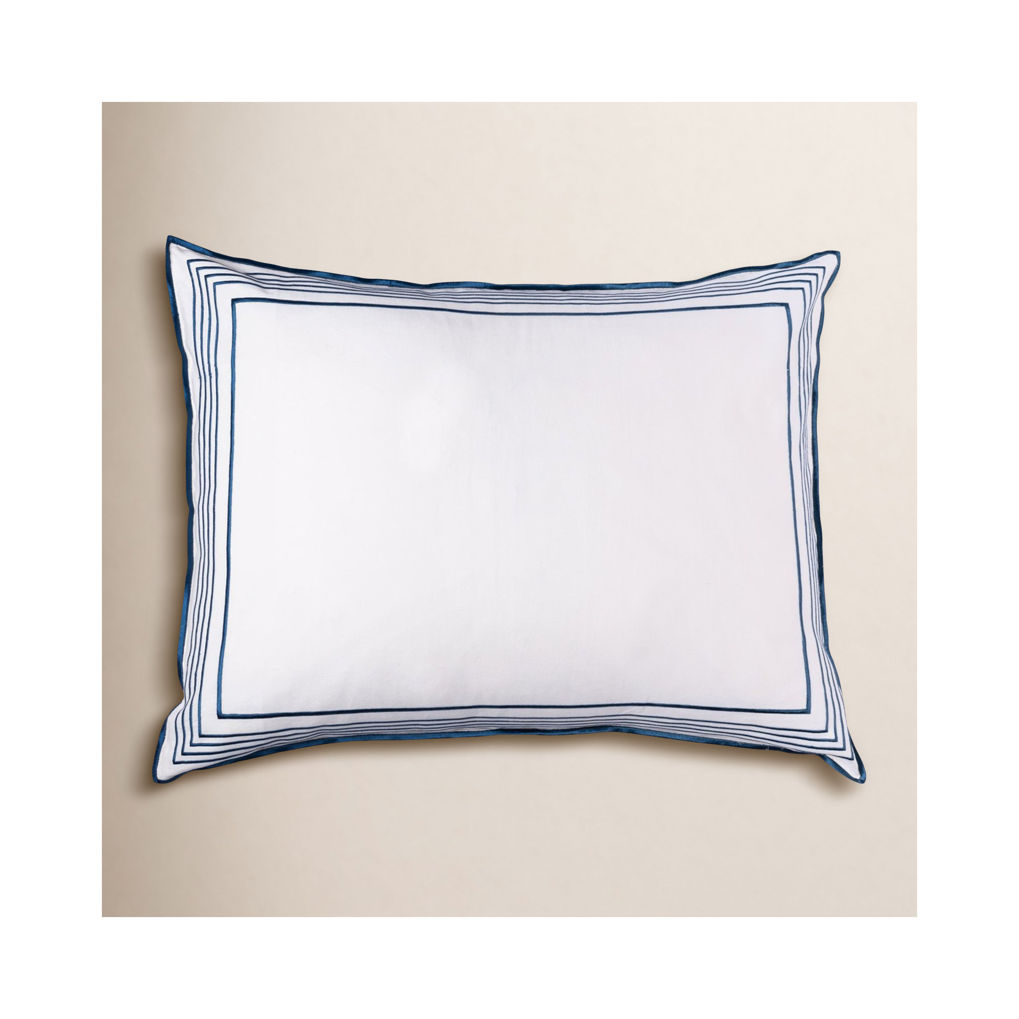 Erlea Cotton Sham Set, White/Adriatic, Standard/Twin