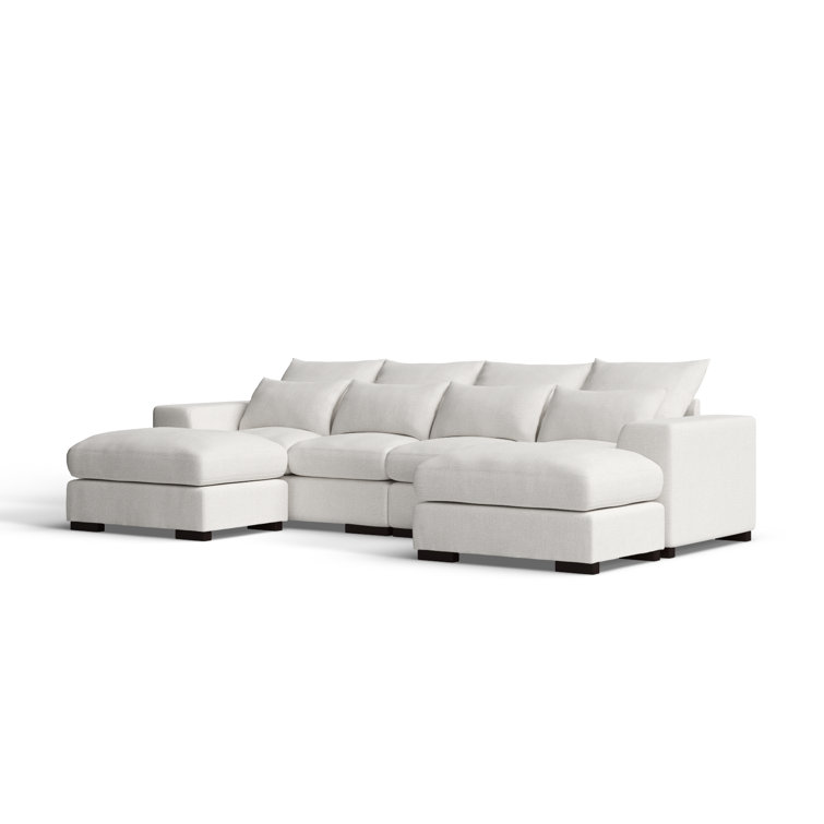 Tatman Linen Blend Sectional with 2 Ottomans