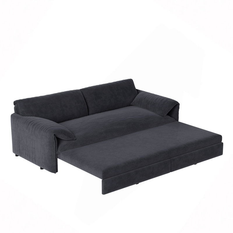 Canapé-lit escamotable de 66 po, canapé-lit convertible 3 en 1 avec rangement latéral, causeuse en velours multifonctionnelle pour le salon