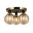 Rickey - 3-Light Semi-Flush Mount - Black - Brushed Brass - Glass-979370234