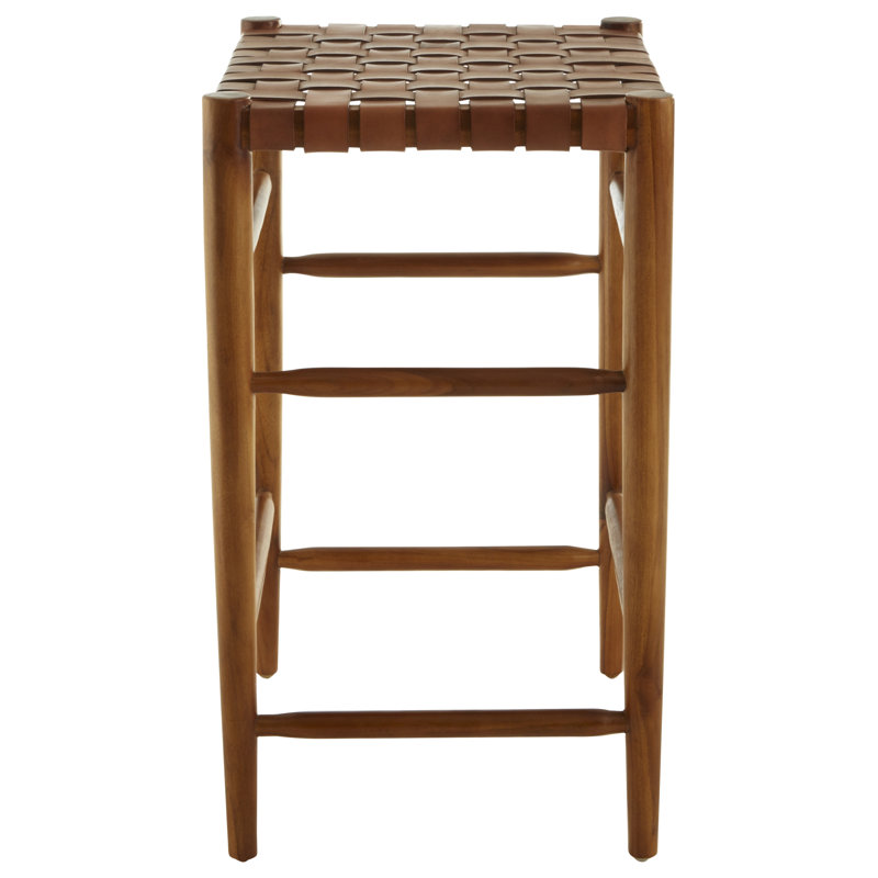 Jacqueline Counter Stool with Solid Wood Frame, Brown