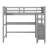 Twin Size Loft Bed With Desk And Drawers, Wooden Loft Bed With Shelves-674470623