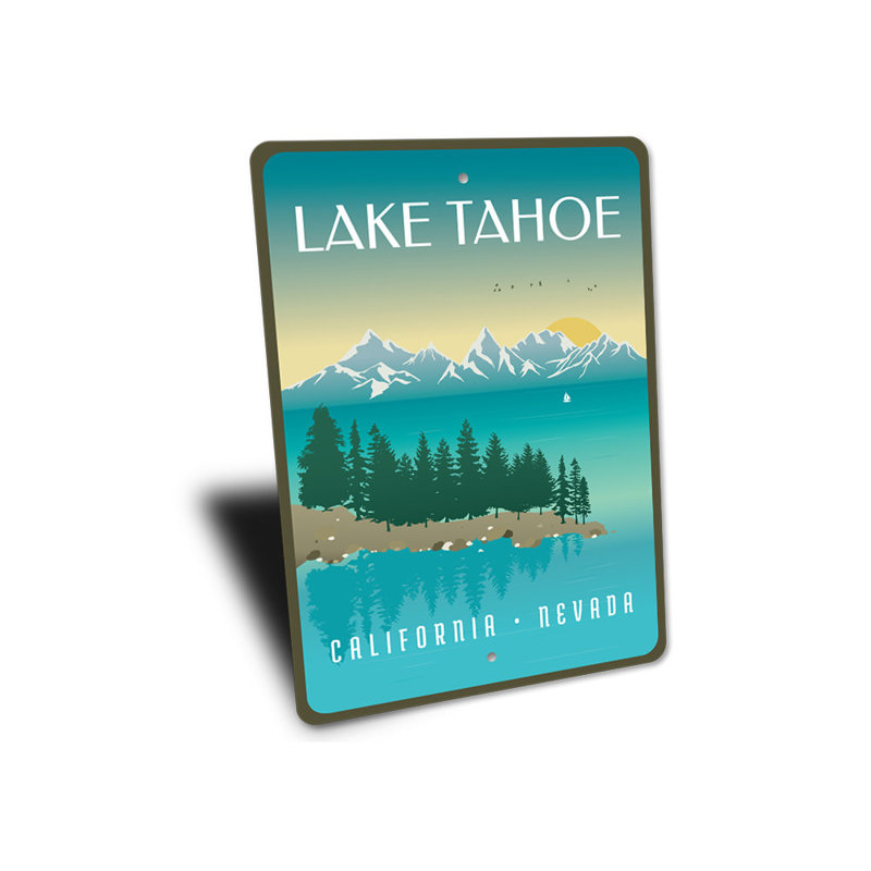 Plaque en aluminium Lake Tahoe Lakehouse, H 14 po x l 10 po x P 0,04 po