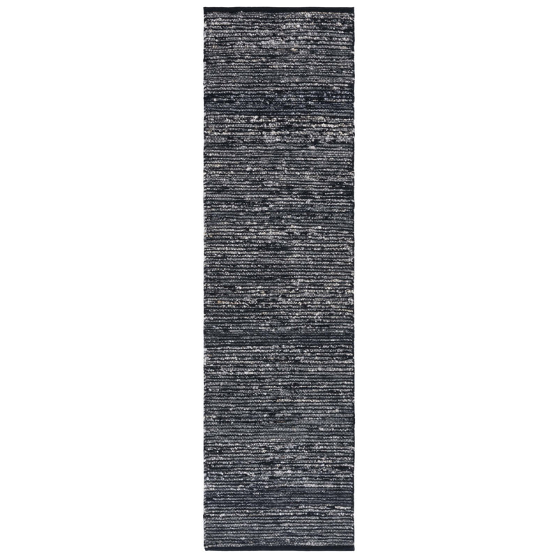 Jarie Flat Weave Wool/Cotton Rug in Black, Runner 2'3" x 9'