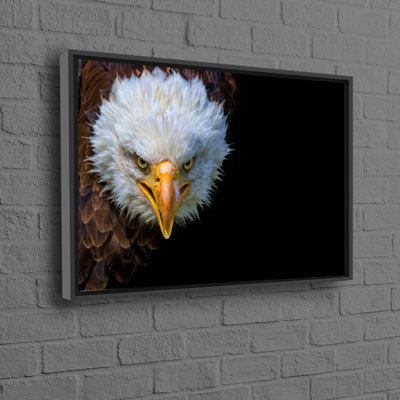Art mural en toile de coton présentant un imprimé 3D d'aigle à tête blanche, idéal pour enrichir un décor de cuisine ou de loft