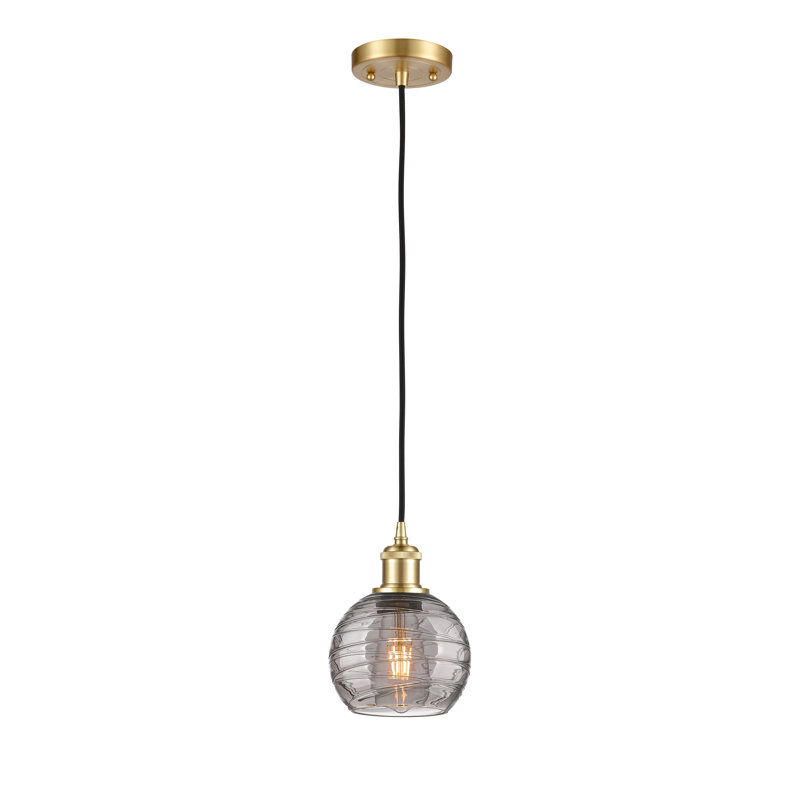 Carner 1 - Light Single Globe Pendant, 17.75" H x 5.88" W x 5.88" D, Satin Gold