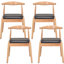 Ensemble de 2 chaises de salle à manger en tissage de style Mid-Century moderne avec structure en chêne massif et siège tissé à la main pour une assise confortable-1386006383