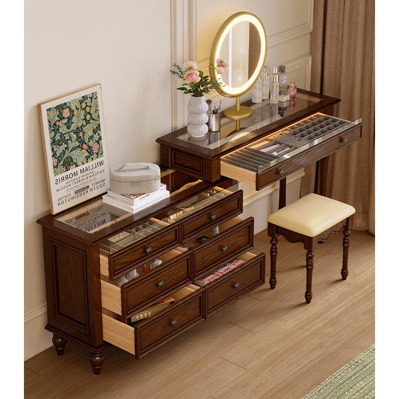 Coiffeuse et commode en bois massif American-Style Vintage