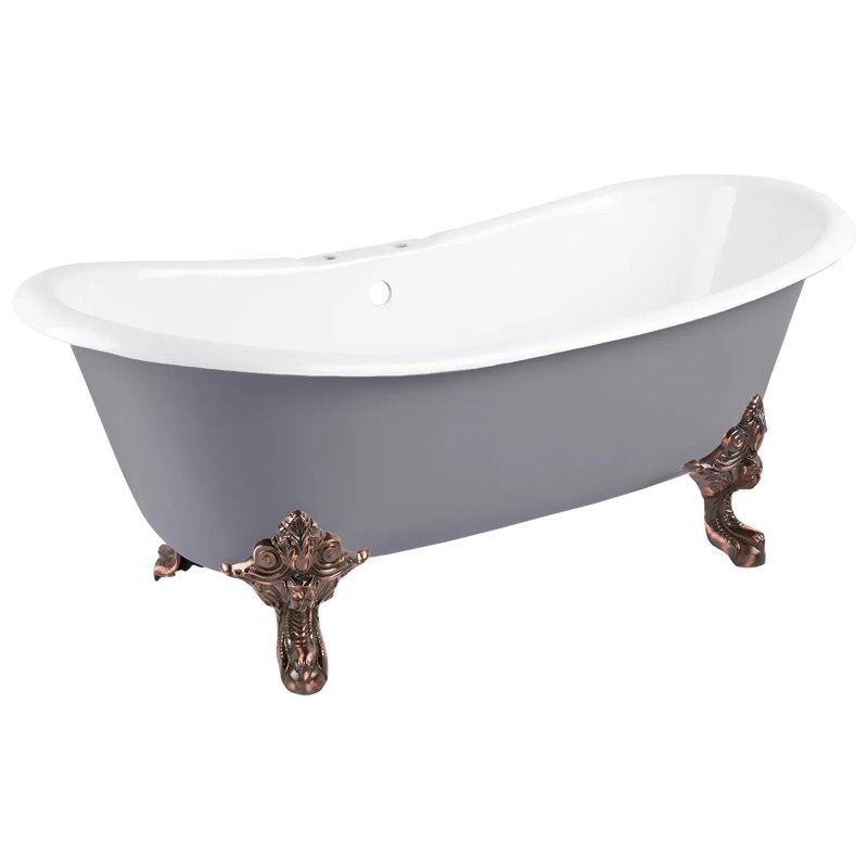 72" Lena Cast Iron Clawfoot Soaking Tub, Oil Rubbed Bronze