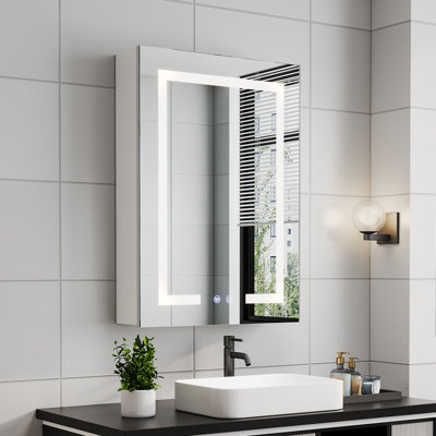 Azpeitia Surface Mirrored Bathroom Cabinets with Mirror and 2 Adjustable Shelves