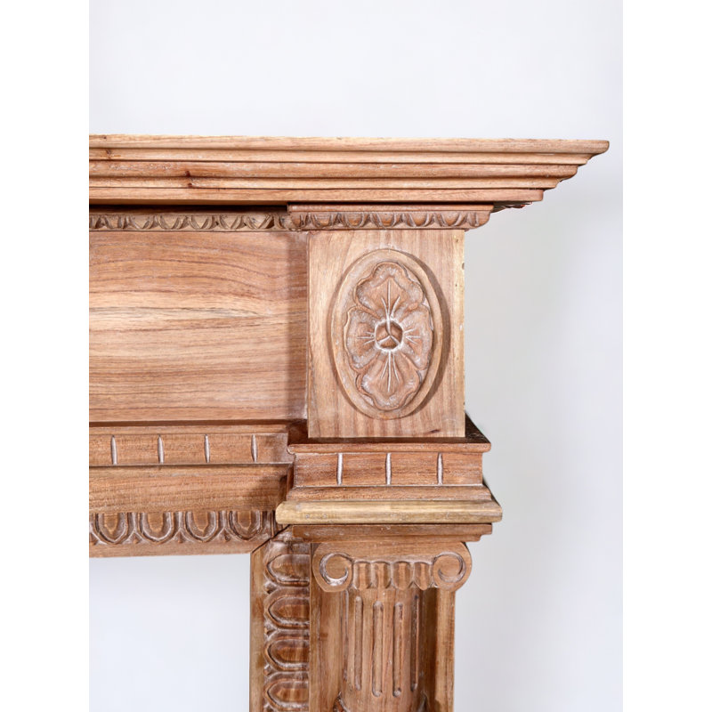 Regency Hand Carved Solid Wood Fire Surround, Pickled, Pickled