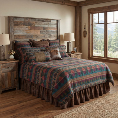 Wooded River Cabin Bear - Bedspread - Full/Queen - 88x92