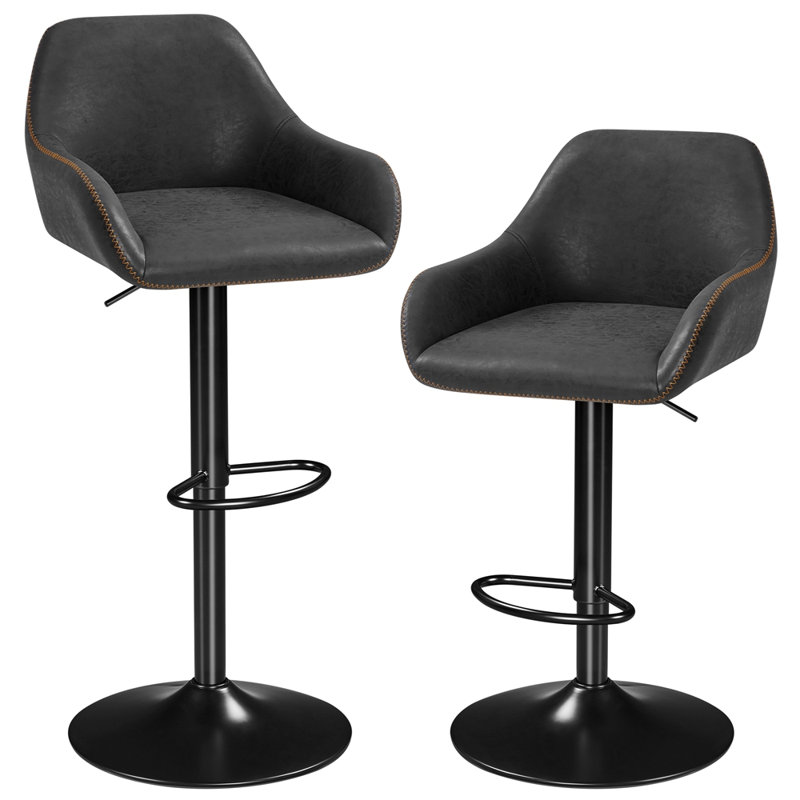 Rotatable and Height-adjustable  Bar Stool, Black