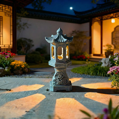 Solar Resin Lantern Garden Statue: Outdoor Decor