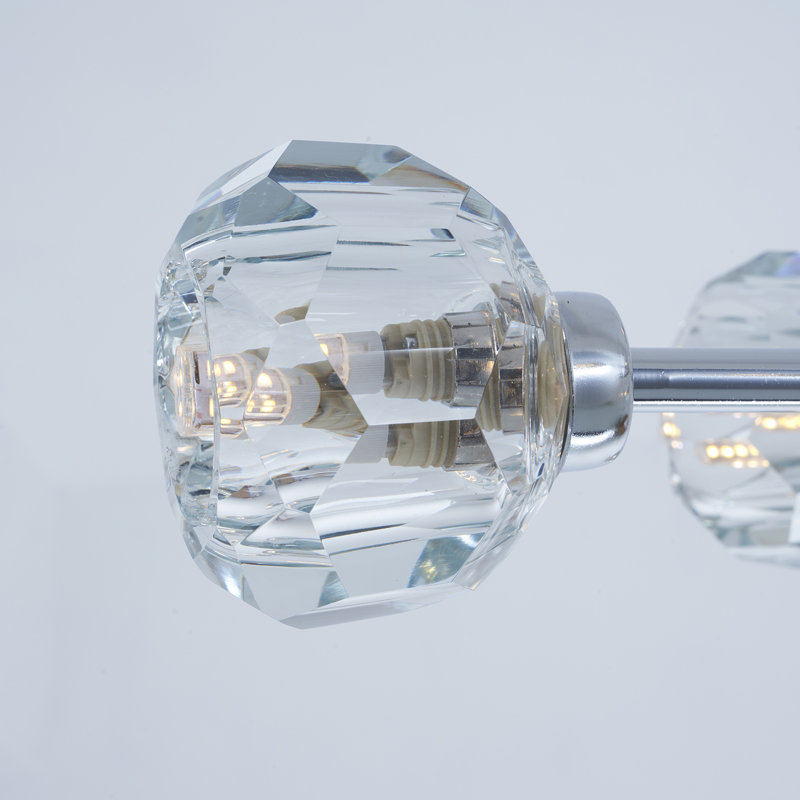 Lustre moderne Spoutnik, plafonnier noir / laiton antique / fer argenté avec abat-jour en cristal, Argent