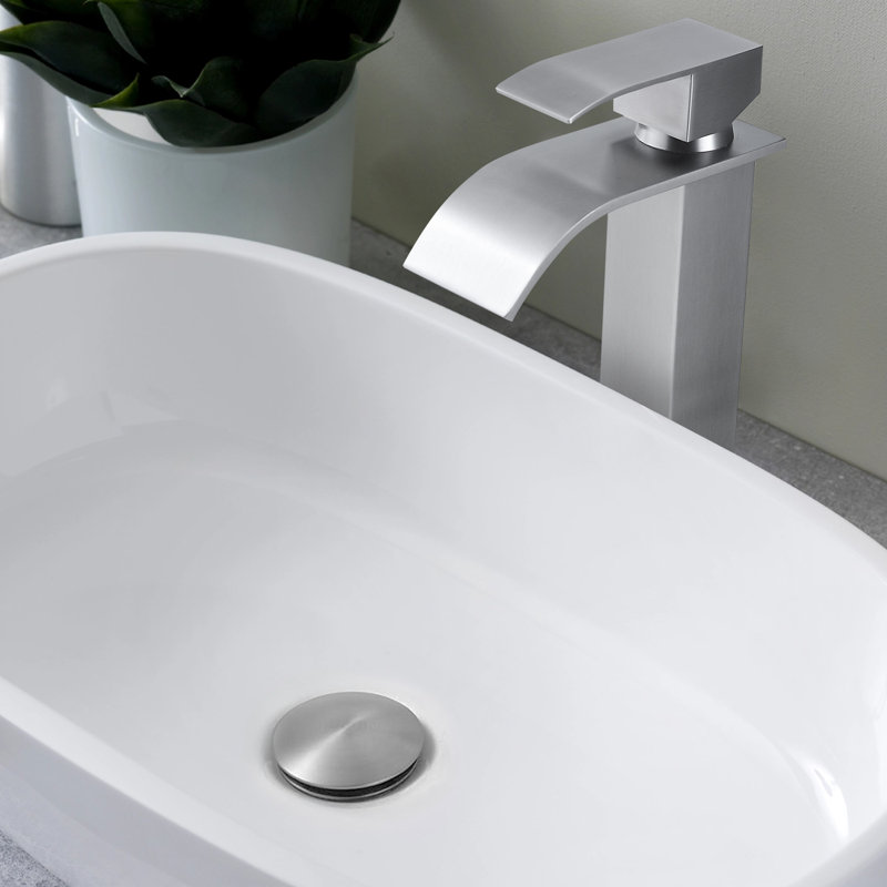 Waterfall Bathroom Faucet Single Handle Bathroom Sink Faucet Washbasin Faucet With Deck And Pop-up Drain(without Overflow)