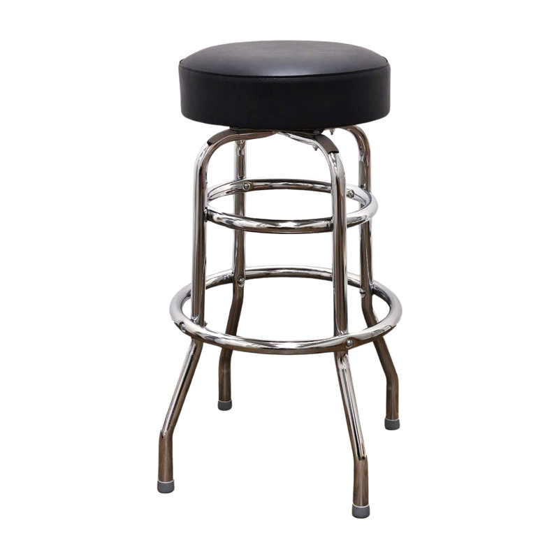 Retro Home Double Ring Swivel 30" Bar Stool, Black