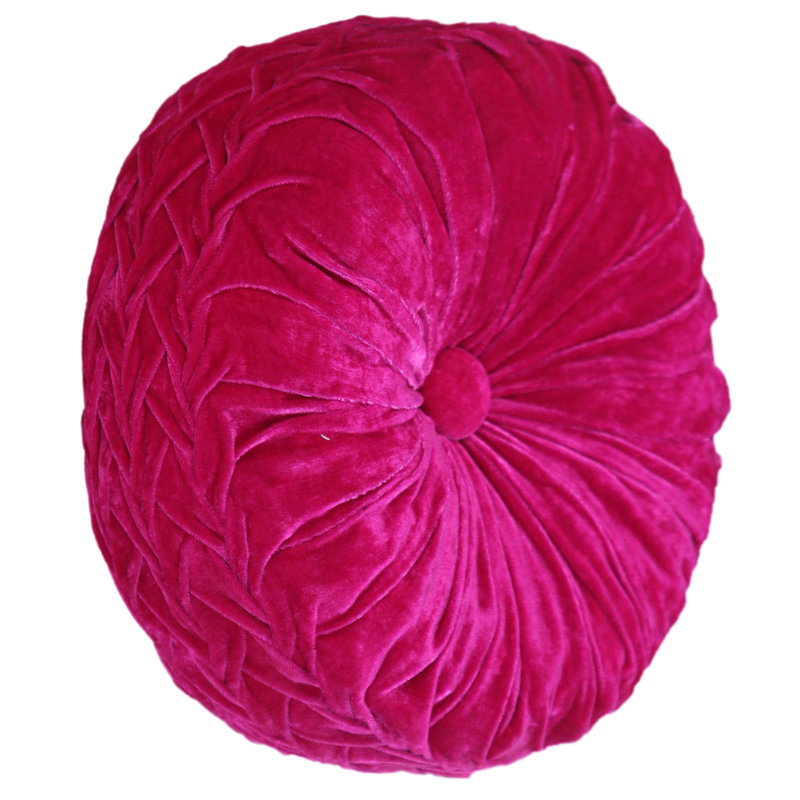 Fuschia Velvet Round Tufted Button Throw Pillow