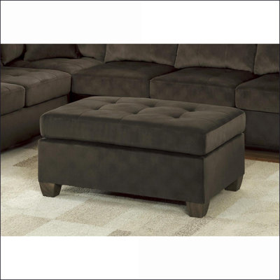 Repose-pieds capitonné moderne en microfibre taupe | Structure en bois massif | Structure en contreplaqué