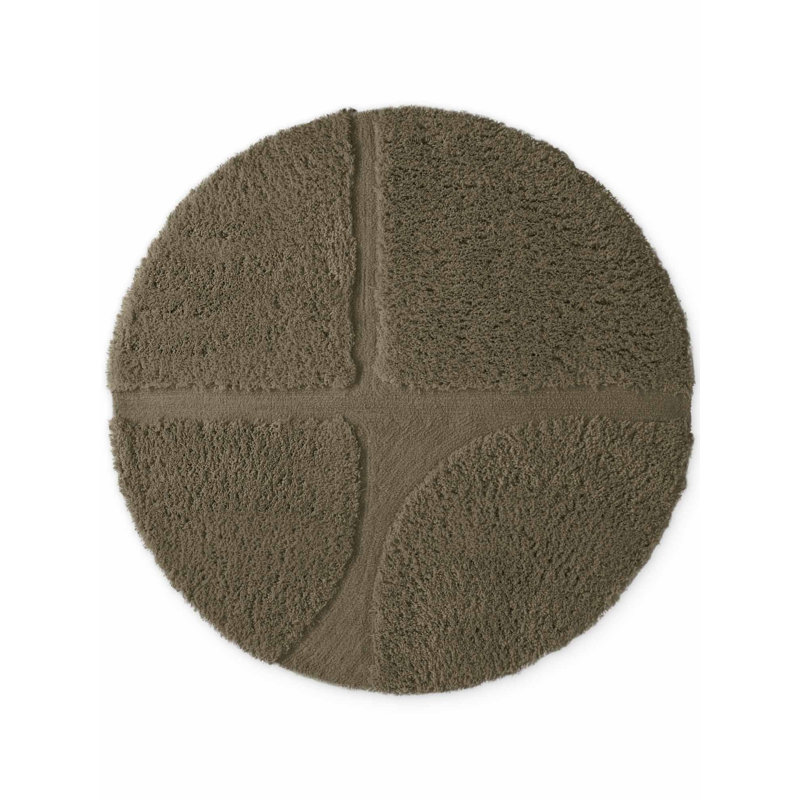 Geometric Hand Tufted Shag Area Rug, Green, Round 200 cm