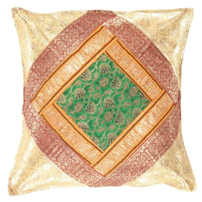 Taie d'oreiller carrée en soie rétro 16 "Sari