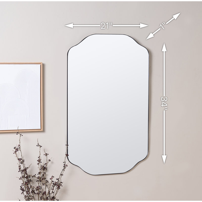 Henry Scalloped Metal Mirror, Matte Black