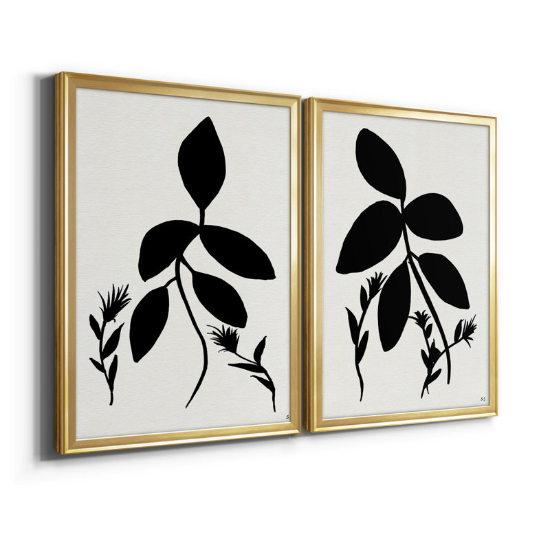 Silhouette Garden I - ensemble de 2 reproductions d'art sur toile encadrées, H 22,5 po x l 61 po x P 1,5 po, Or