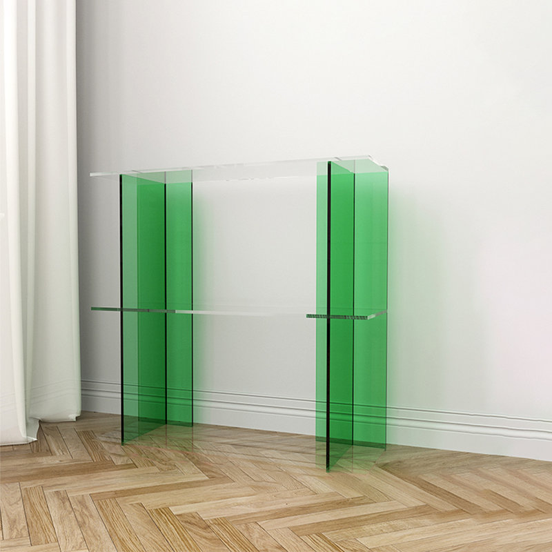 Simple vitrine en acrylique, (2 tablettes) H 27,56 po x l 31,5 po x P 9,84 po, Vert