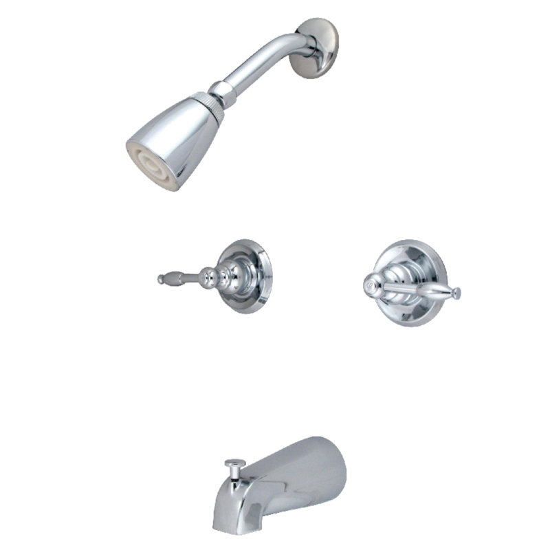 Kingston Brass Knight Double-Handle Tub and Shower Faucet, Polished Chrome
