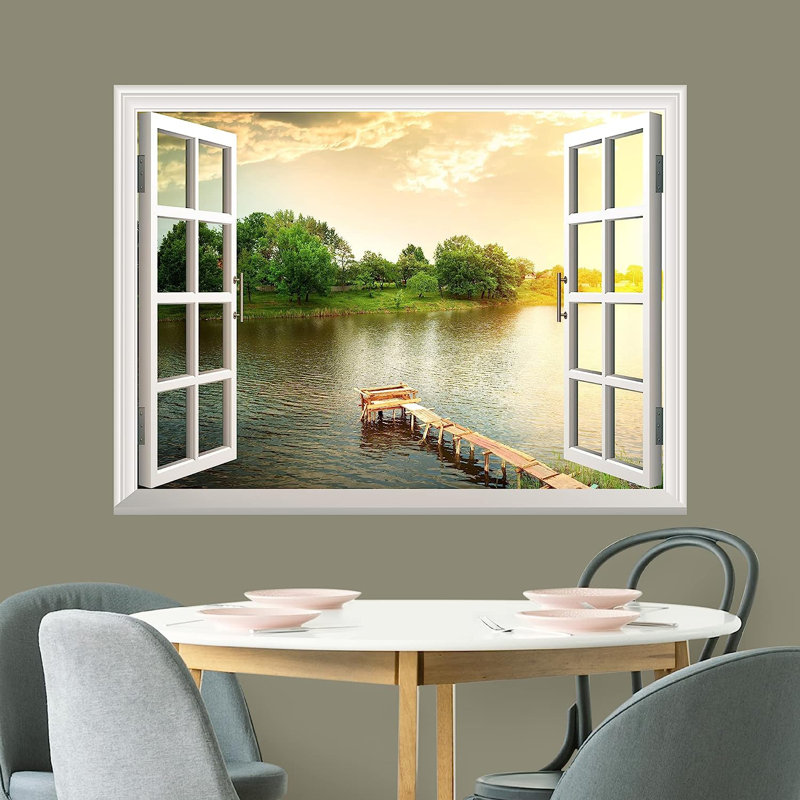 Murale en bois pour la pêche à la rivière, L 32 po x l 24 po