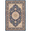 Tapis traditionnel persan avec médaillon, style Pasture, bleu marine, ivoire, or, vert et rose, lavable à la machine, antidérapant, à poils courts, pour l'intérieur et l'extérieur, adapté aux animaux domestiques, idéal pour le salon, la chambre, la salle à manger, l'entrée, le couloir ou le bureau.-565084211