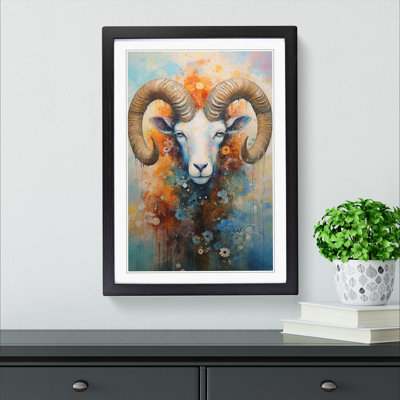 Aries Zodiac Impressionism No.2 - Single Picture Frame Print on Wood